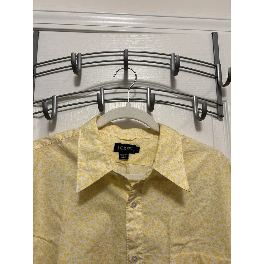 J. Crew Button Down Shirt Men's L Long Sleeve Floral Yellow White Classic Preppy